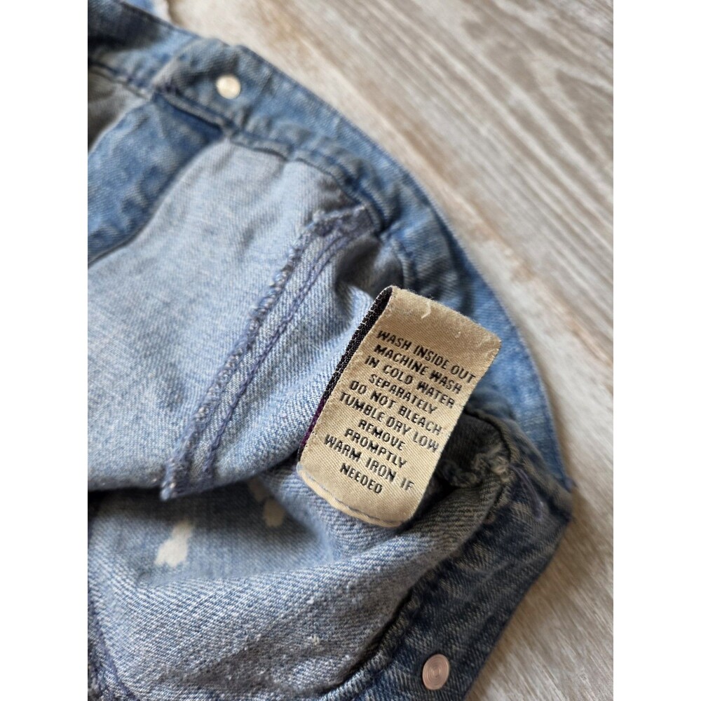 Highway Jeans Distressed Denim Vest Paint Splatter Raw Hem Button Up Sz M EUC - Picture 5 of 9